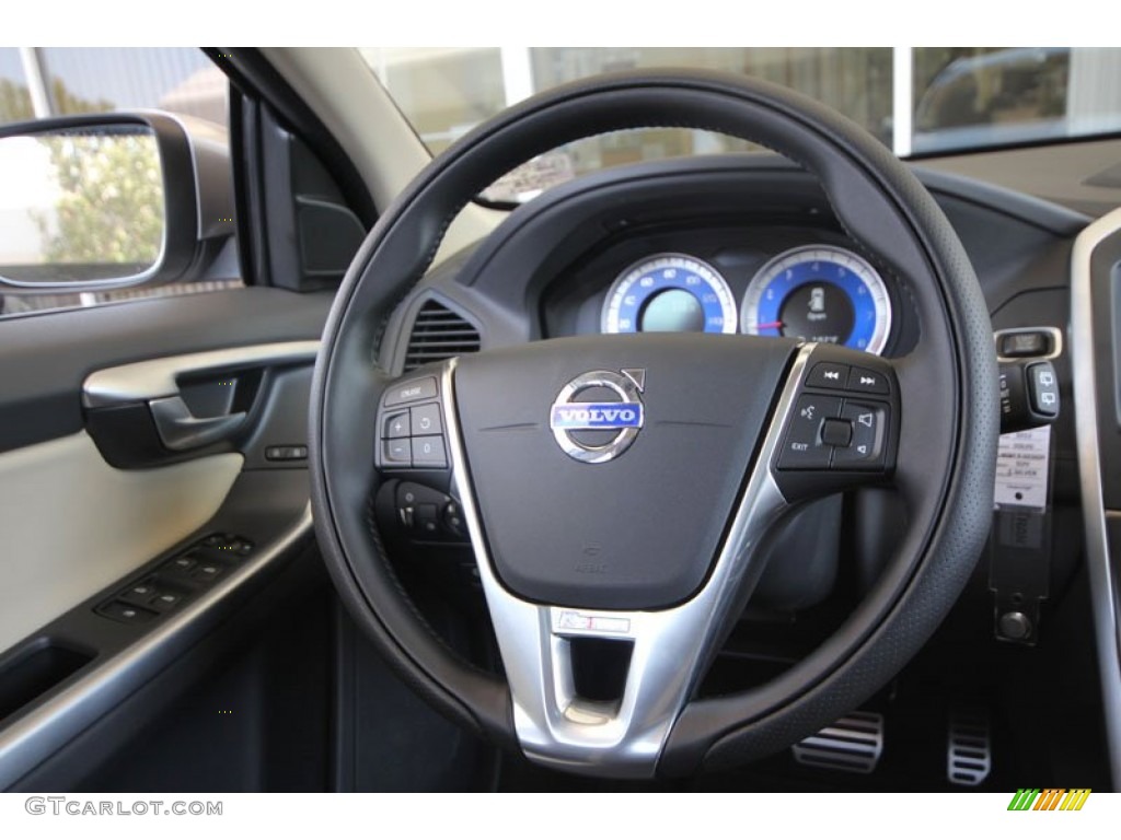 2012 Volvo XC60 T6 R-Design R Design Off Black/Beige Inlay Steering Wheel Photo #54268742