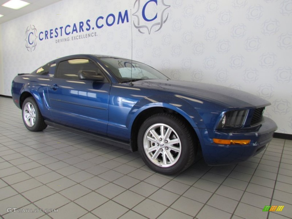 2007 Mustang V6 Deluxe Coupe - Vista Blue Metallic / Medium Parchment photo #5