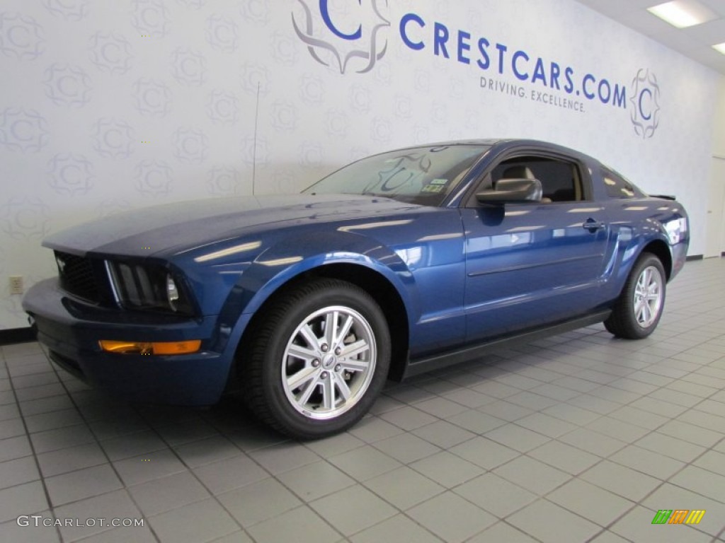 2007 Mustang V6 Deluxe Coupe - Vista Blue Metallic / Medium Parchment photo #7