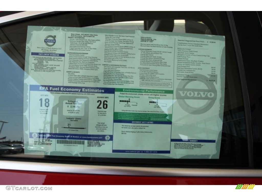 2012 Volvo S60 R-Design AWD Window Sticker Photo #54269513