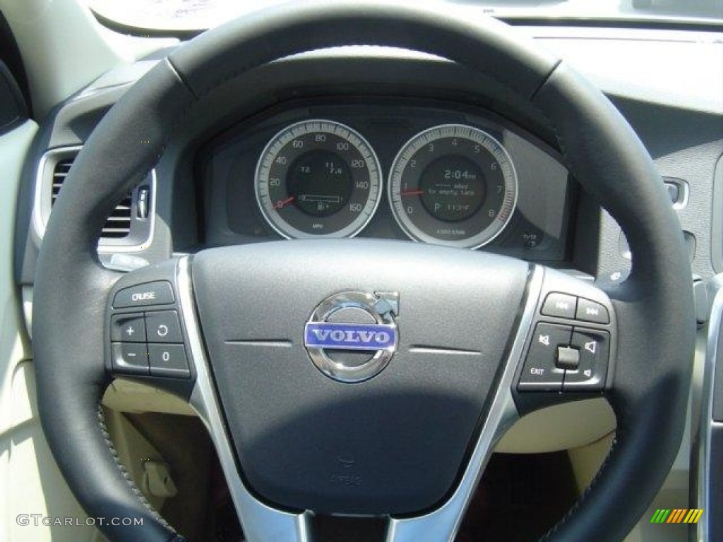 2012 Volvo S60 T6 AWD Soft Beige Steering Wheel Photo #54270074