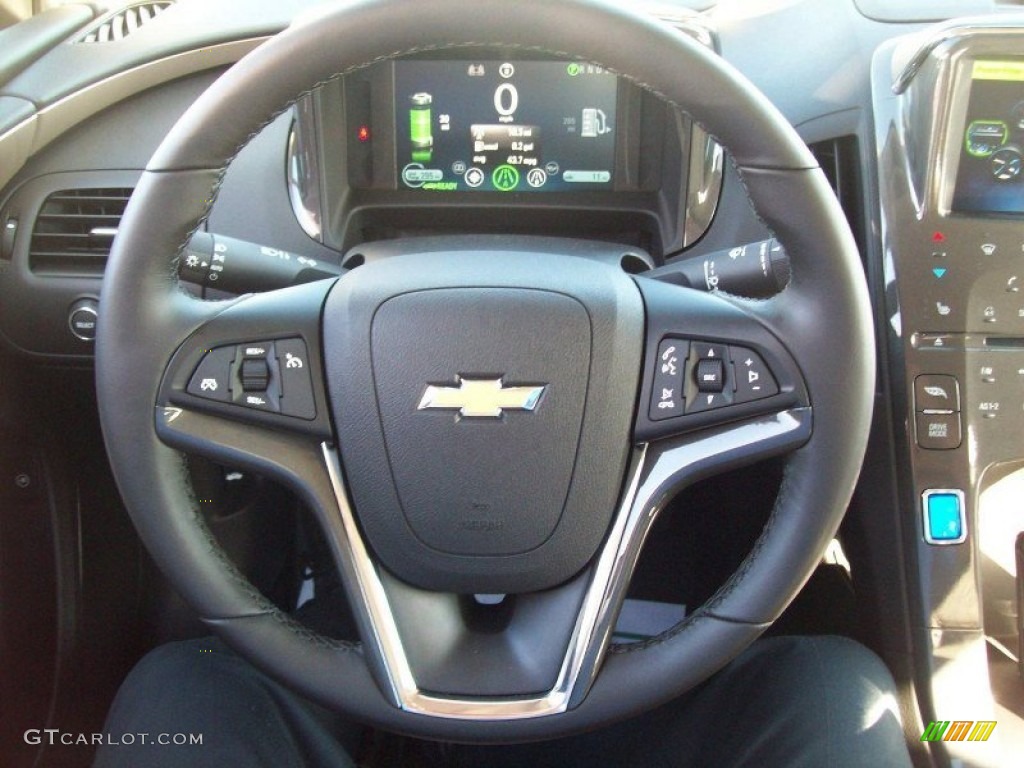2012 Chevrolet Volt Hatchback Light Neutral/Dark Accents Steering Wheel Photo #54282176