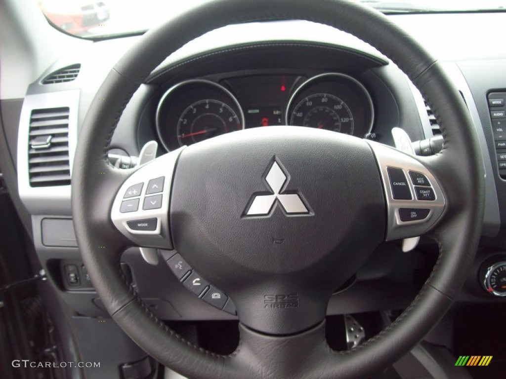 2012 Mitsubishi Outlander GT S AWD Black Steering Wheel Photo #54287378