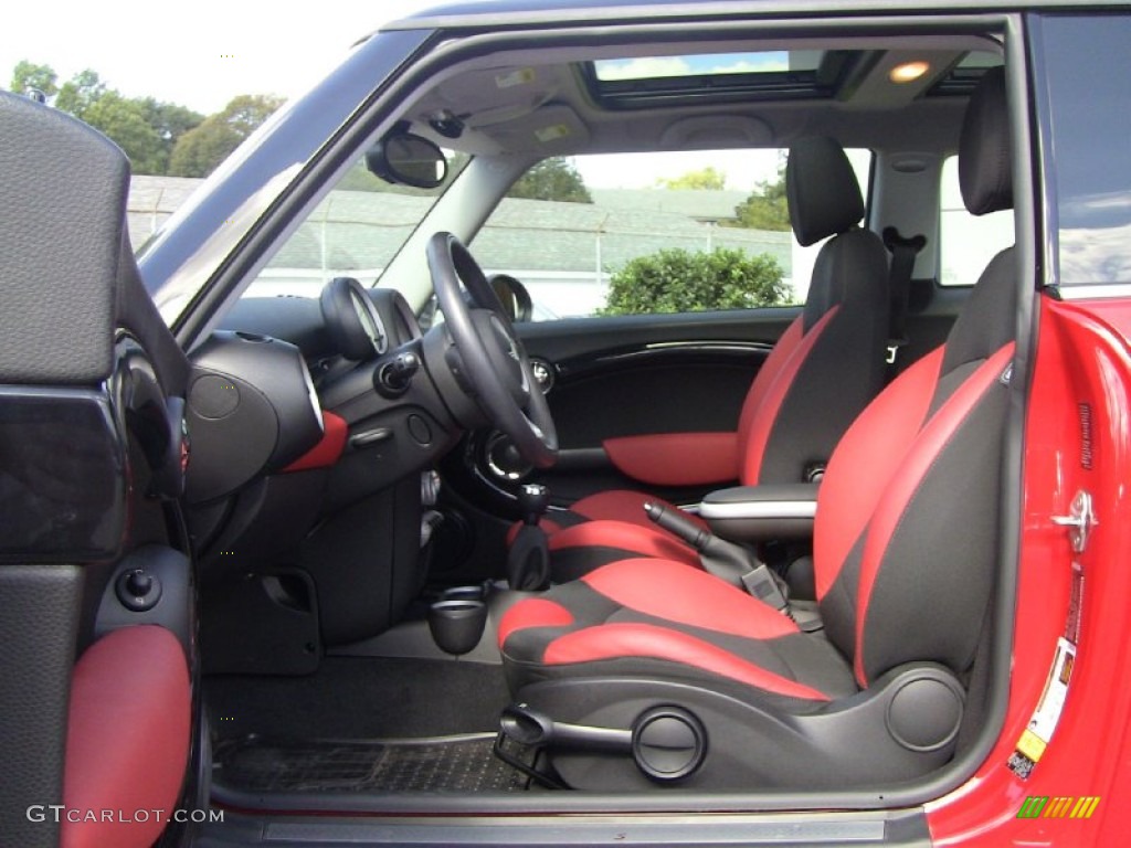 Rooster Red Leather/Carbon Black Interior 2010 Mini Cooper S Hardtop Photo #54291437