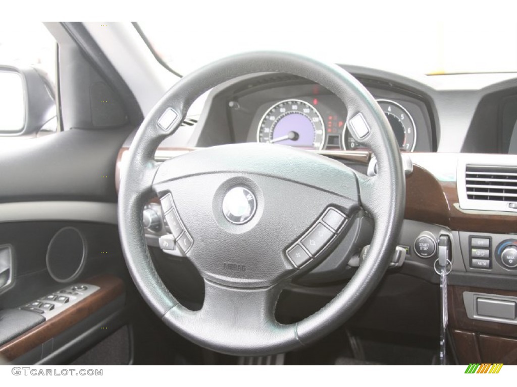 2007 BMW 7 Series 750i Sedan Black Steering Wheel Photo #54293108