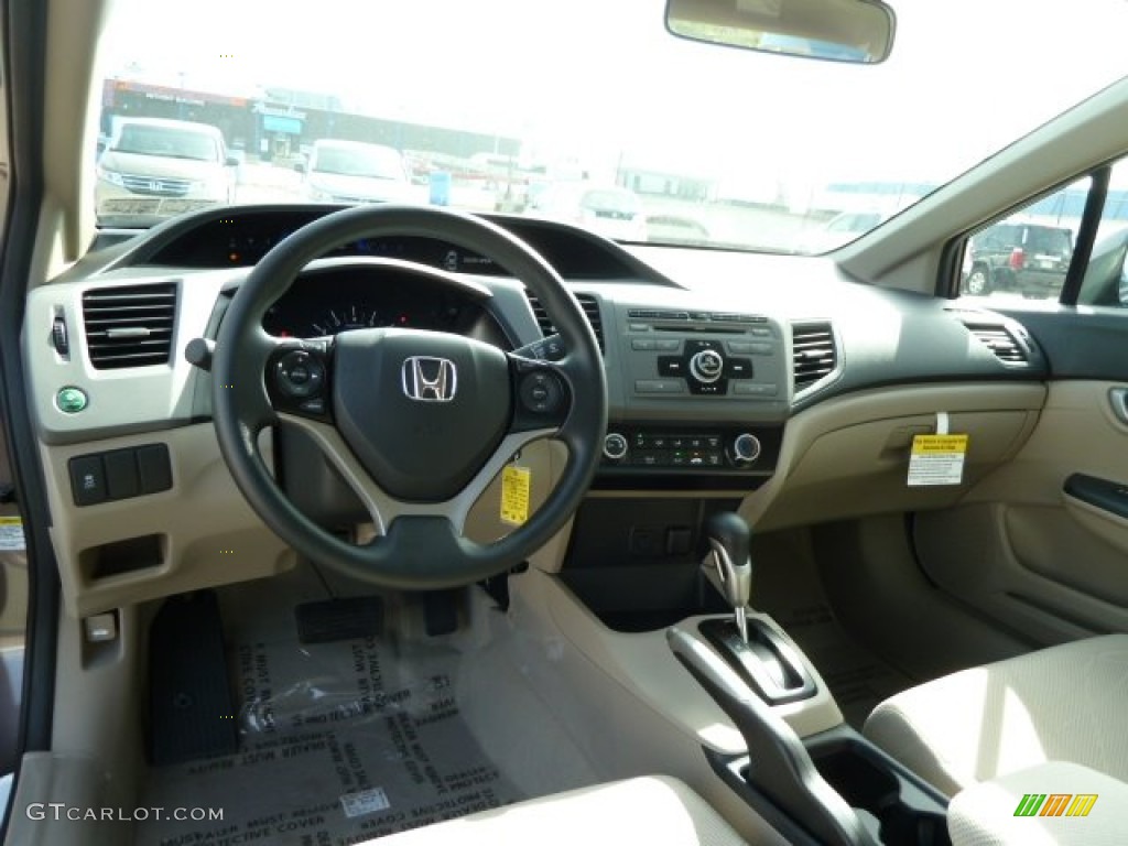2012 Honda Civic LX Sedan Beige Dashboard Photo #54294705