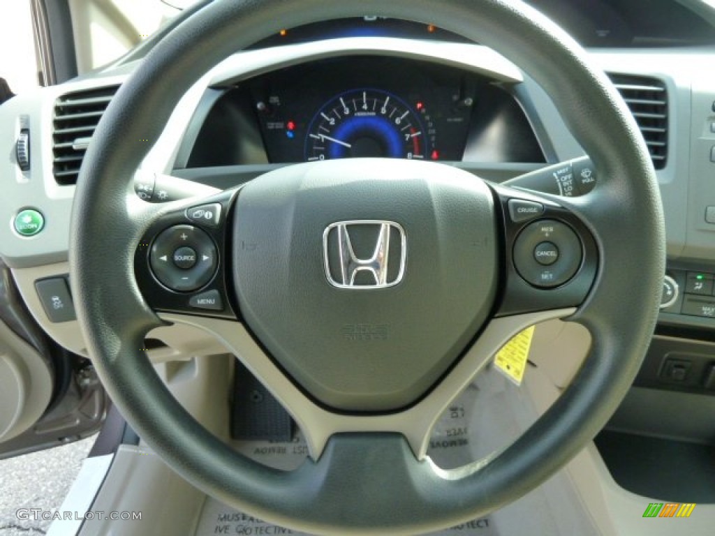 2012 Honda Civic LX Sedan Beige Steering Wheel Photo #54294732