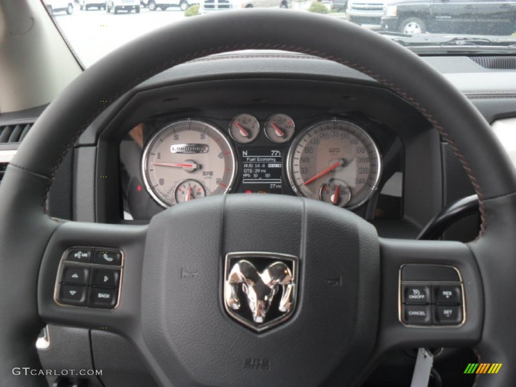 2012 Dodge Ram 2500 HD Laramie Longhorn Crew Cab 4x4 Dark Slate/Russet Steering Wheel Photo #54298290