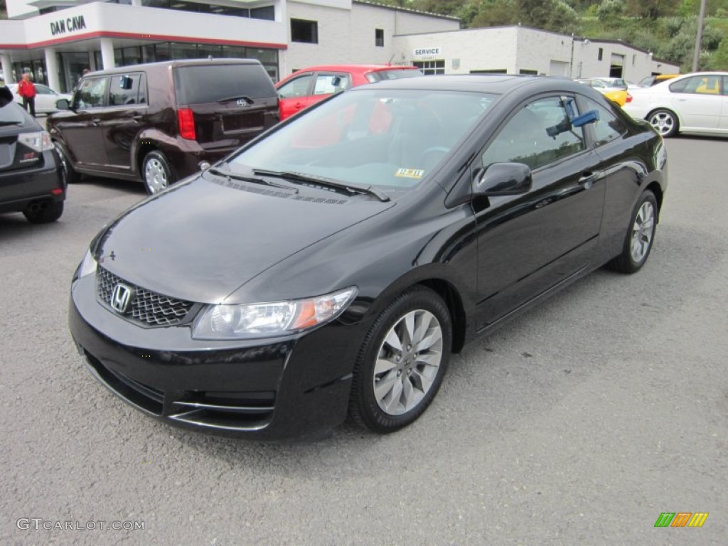 2010 Civic EX Coupe - Crystal Black Pearl / Gray photo #3