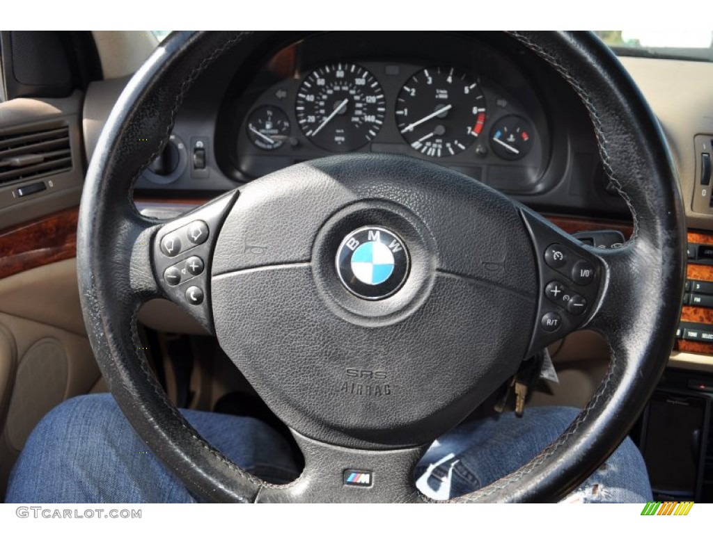 1999 BMW 5 Series 528i Sedan Sand Beige Steering Wheel Photo #54299694