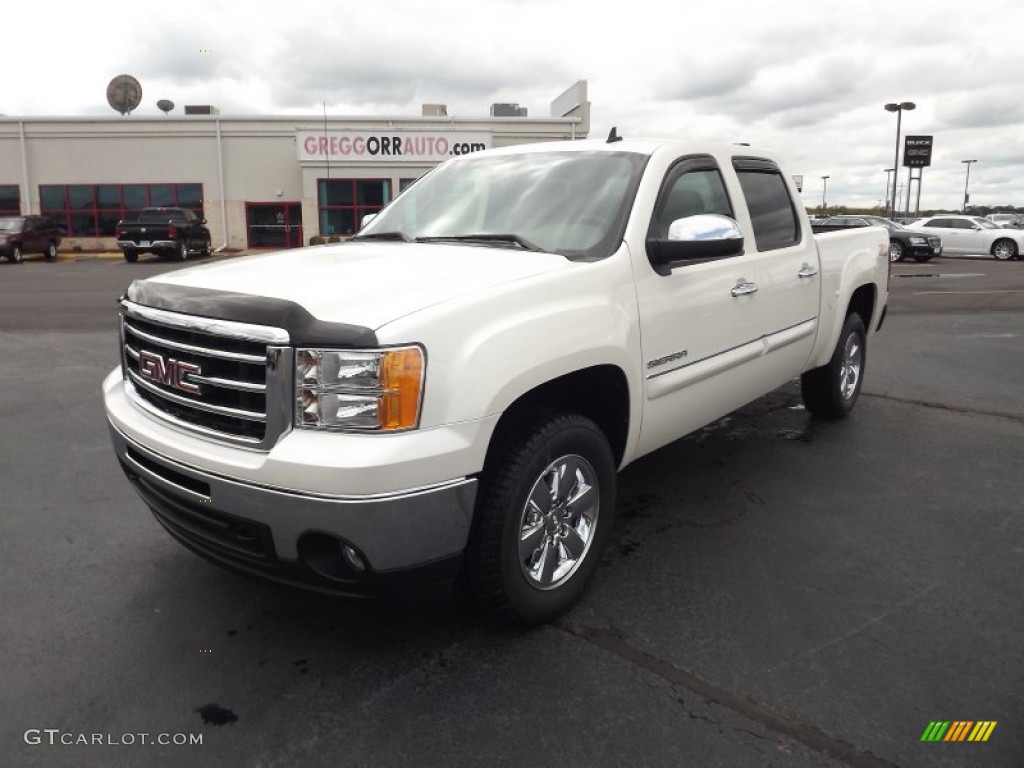 2012 Sierra 1500 SLE Crew Cab 4x4 - White Diamond Tricoat / Very Dark Cashmere/Light Cashmere photo #1