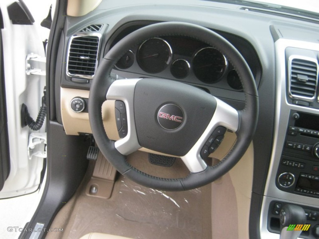 2012 GMC Acadia SLT Cashmere Steering Wheel Photo #54308439