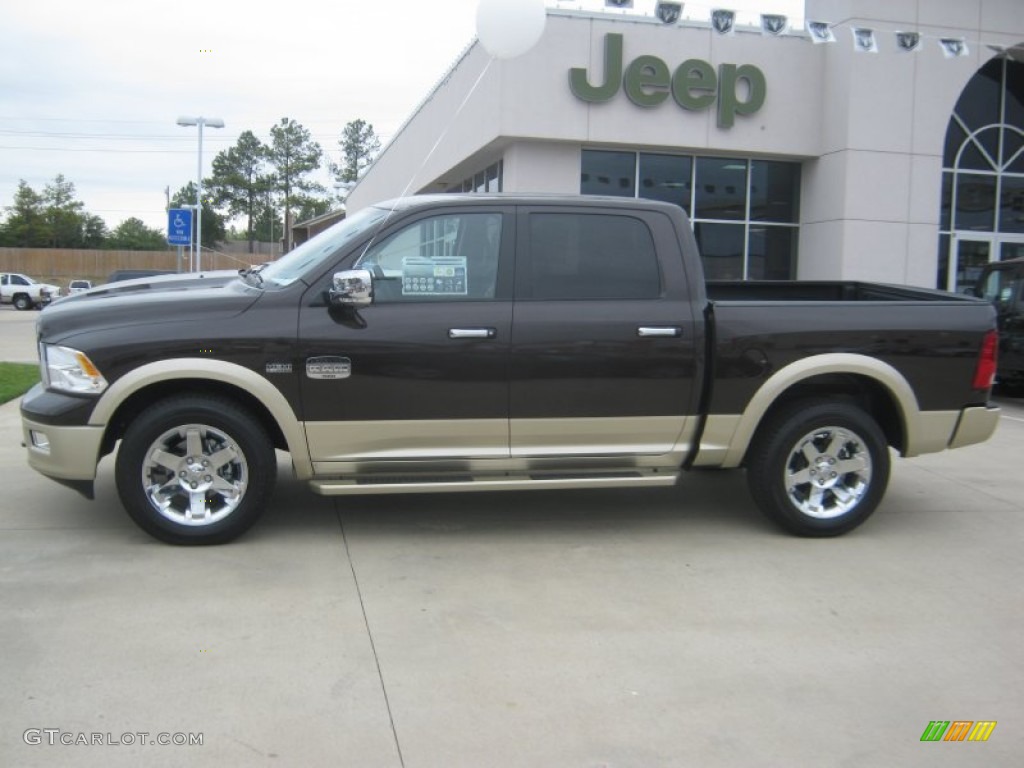 2011 Ram 1500 Laramie Longhorn Crew Cab 4x4 - Rugged Brown Pearl / Dark Slate Gray/Russet Brown photo #2