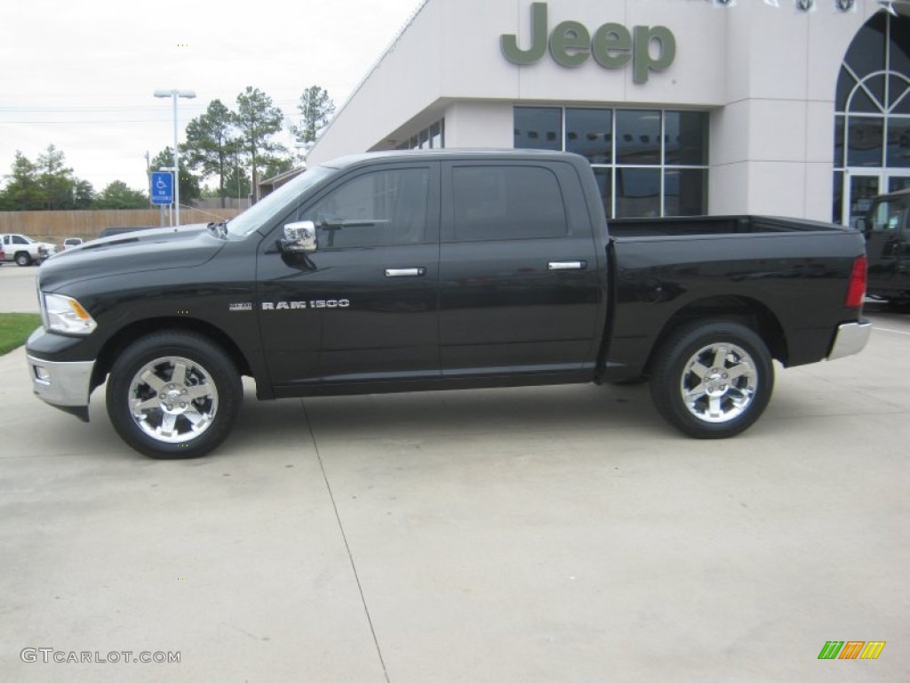 2011 Ram 1500 Laramie Longhorn Crew Cab 4x4 - Brilliant Black Crystal Pearl / Light Pebble Beige/Bark Brown photo #2