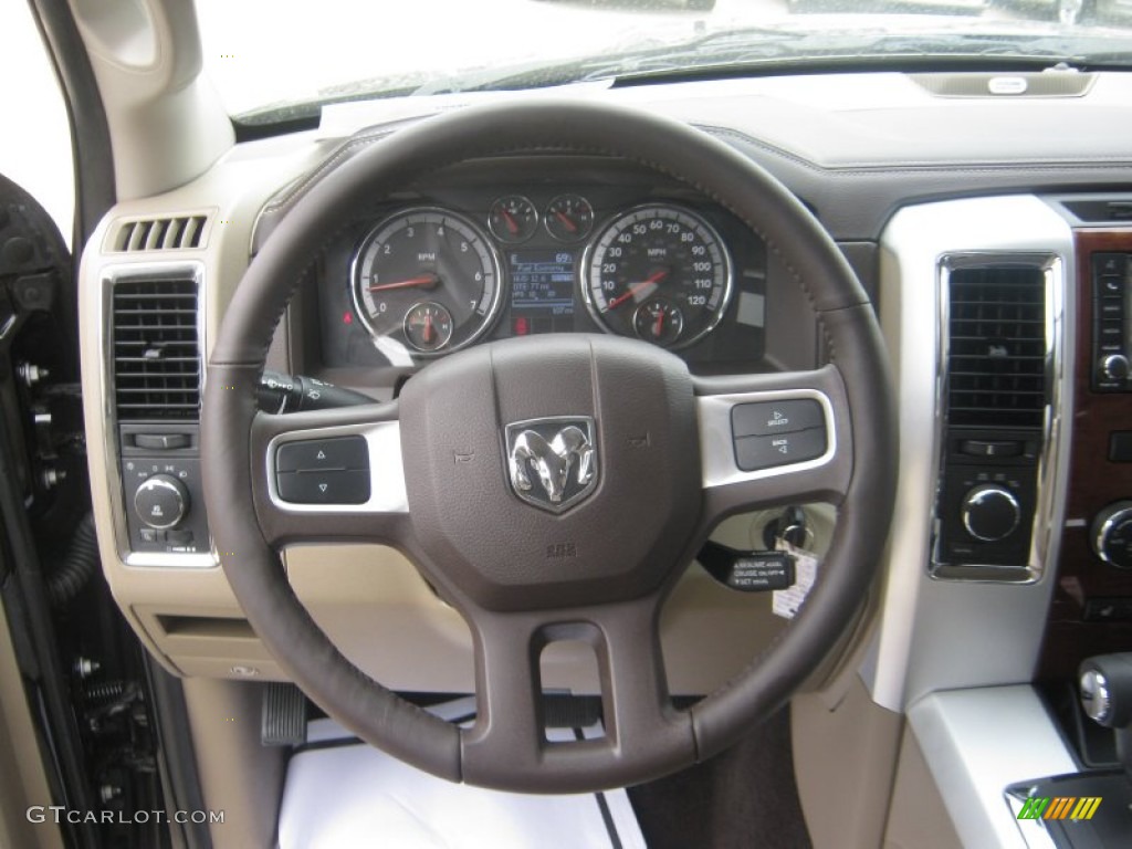 2011 Ram 1500 Laramie Longhorn Crew Cab 4x4 - Brilliant Black Crystal Pearl / Light Pebble Beige/Bark Brown photo #10