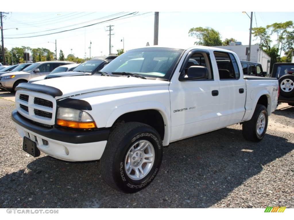 2002 Dakota Sport Quad Cab 4x4 - Bright White / Dark Slate Gray photo #1