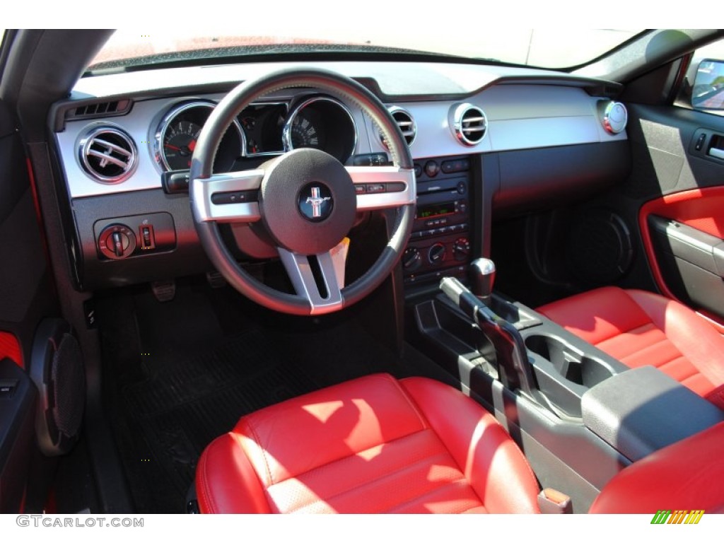 Red Leather Interior 2005 Ford Mustang GT Premium Coupe Photo #54313722