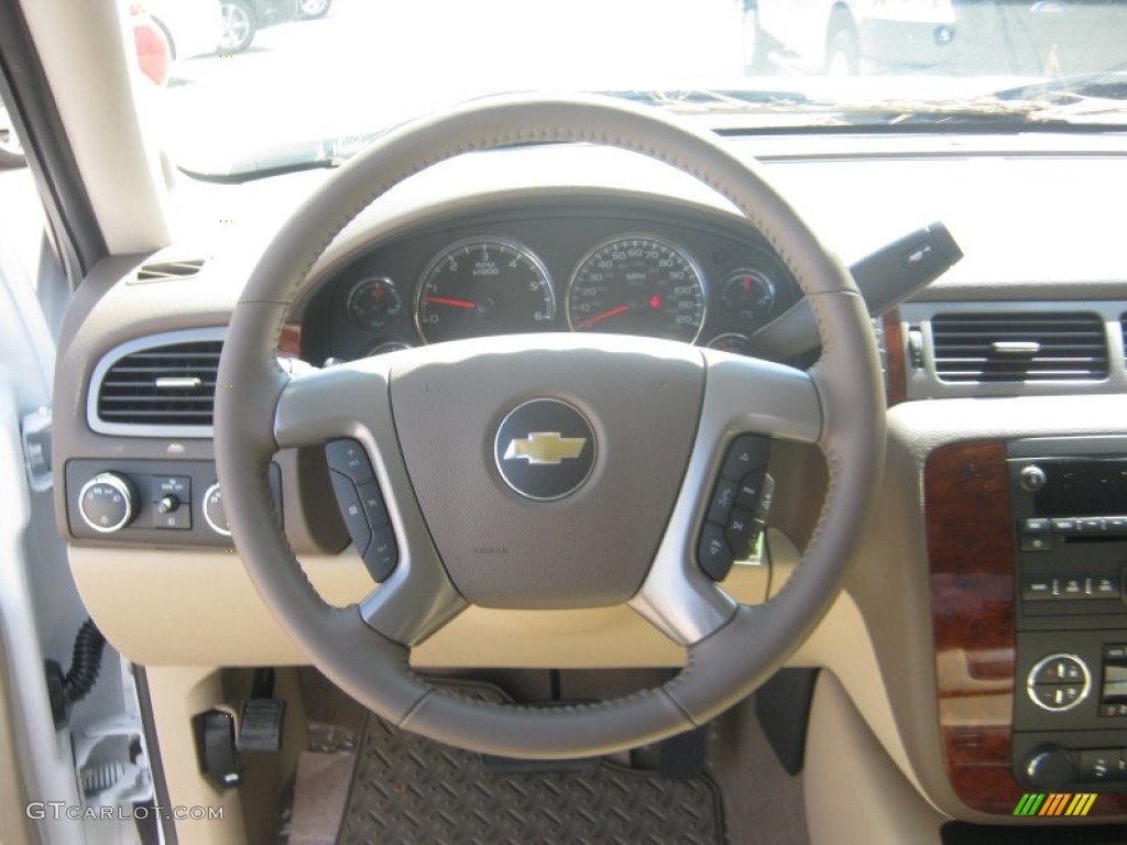 2012 Chevrolet Silverado 1500 LTZ Crew Cab 4x4 Light Cashmere/Dark Cashmere Steering Wheel Photo #54315000