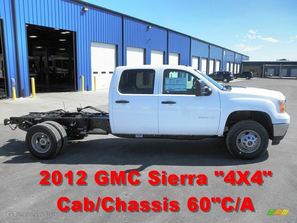 2012 Sierra 3500HD Crew Cab Dually 4x4 Chassis - Summit White / Dark Titanium photo #1