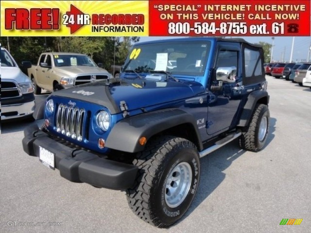 2009 Wrangler X 4x4 - Deep Water Blue Pearl Coat / Dark Slate Gray/Medium Slate Gray photo #1