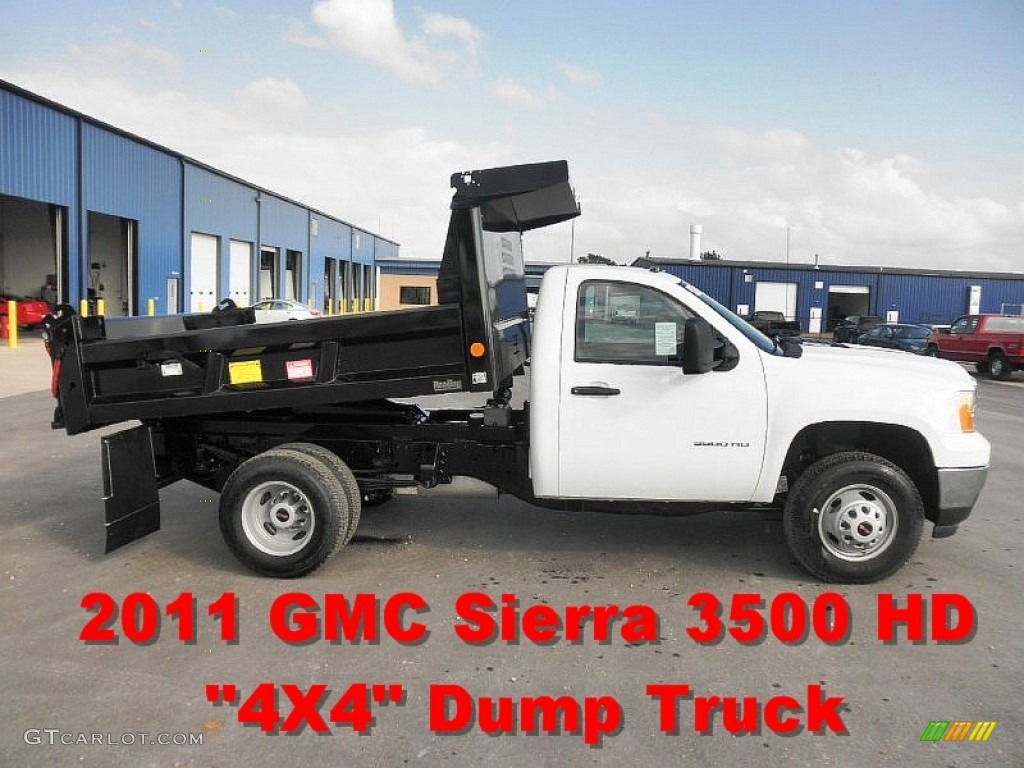 2011 Sierra 3500HD Work Truck Regular Cab 4x4 Chassis Dump Truck - Summit White / Dark Titanium photo #1