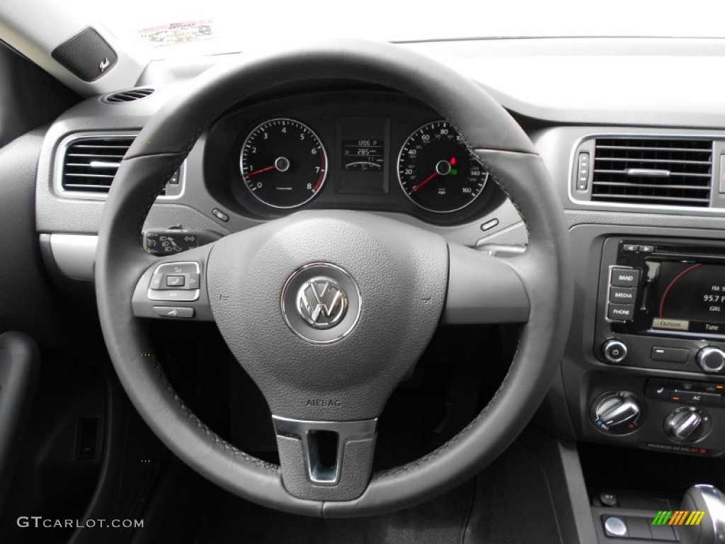 2012 Volkswagen Jetta SEL Sedan Titan Black Steering Wheel Photo #54325903