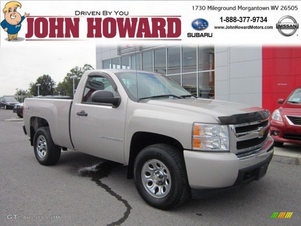 2007 Silverado 1500 LS Regular Cab 4x4 - Silver Birch Metallic / Dark Titanium Gray photo #1