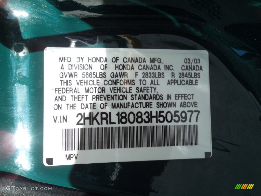 2003 Odyssey EX-L - Evergreen Pearl / Ivory photo #35