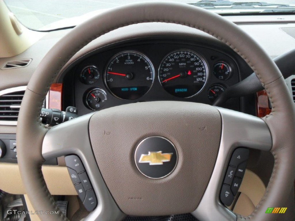 2012 Chevrolet Tahoe LTZ 4x4 Light Cashmere/Dark Cashmere Steering Wheel Photo #54338843