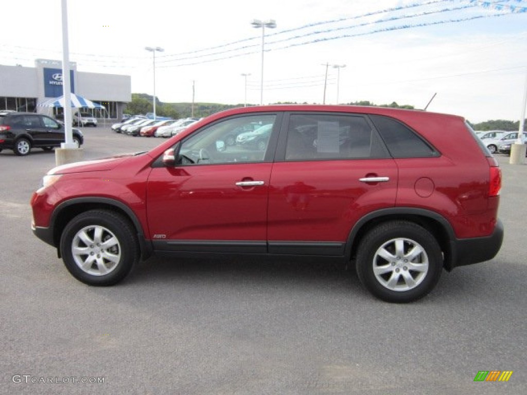 2011 Sorento LX AWD - Spicy Red / Beige photo #4