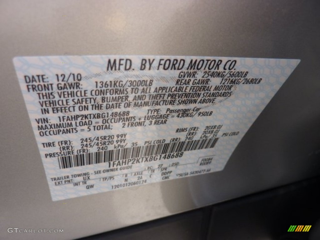 2011 Taurus Color Code UX for Ingot Silver Photo #54343612