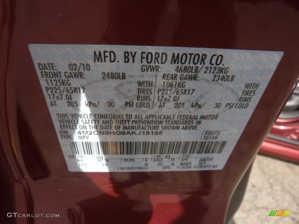 2010 Mariner Color Code UQ for Wine Red Metallic Photo #54344194