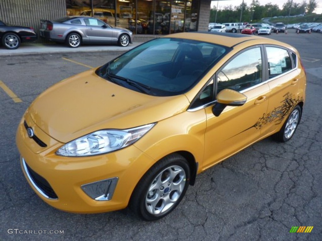 Yellow Blaze Metallic Tri-coat 2012 Ford Fiesta SES Hatchback Exterior Photo #54346687