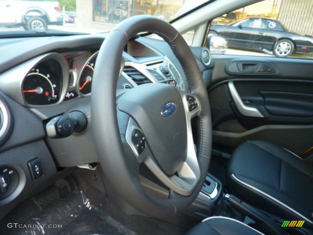 2012 Ford Fiesta SES Hatchback Charcoal Black Steering Wheel Photo #54346732