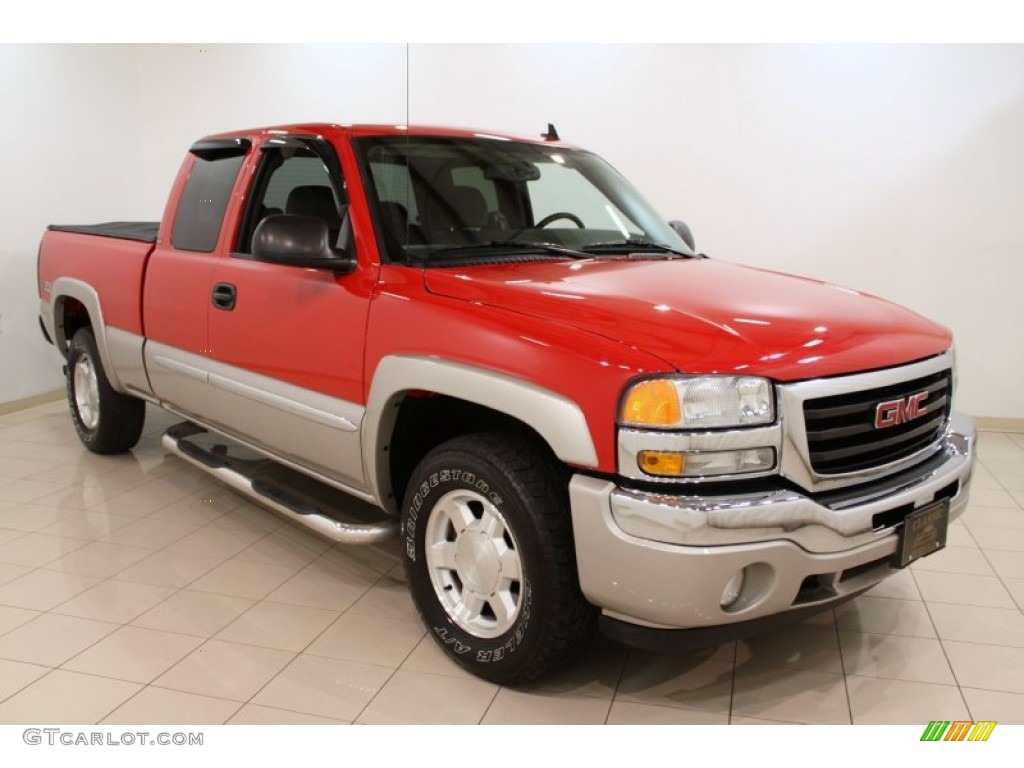 2006 Sierra 1500 SLE Extended Cab 4x4 - Fire Red / Dark Pewter photo #1