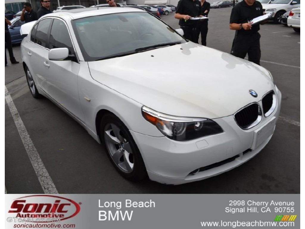 2005 5 Series 530i Sedan - Alpine White / Beige photo #1