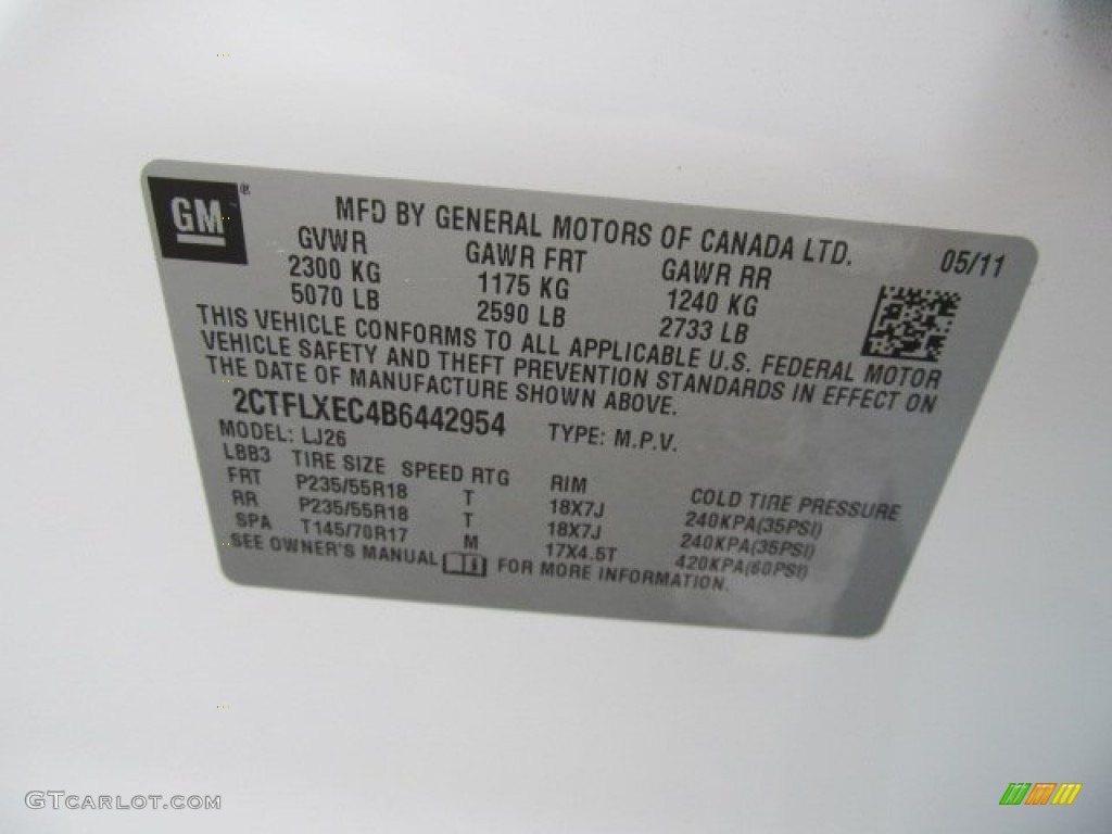 2011 GMC Terrain SLT AWD Info Tag Photo #54364597