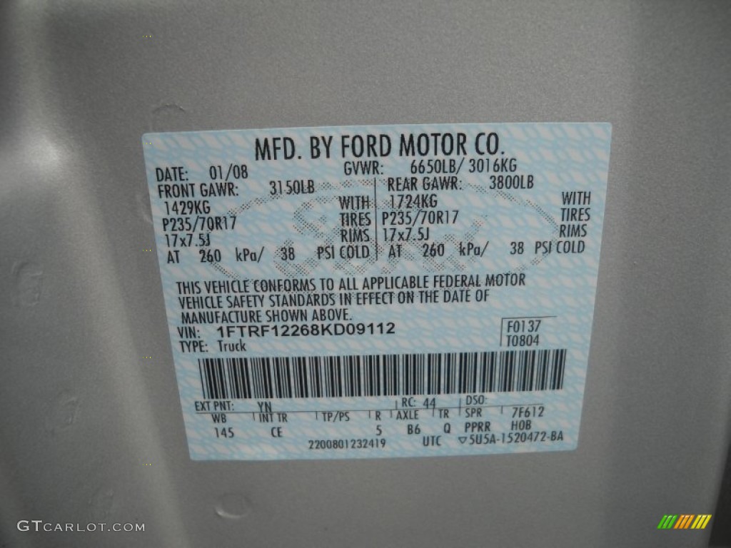 2008 F150 XL Regular Cab - Silver Metallic / Medium Flint Grey photo #11