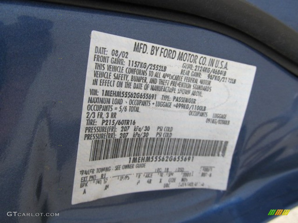 2002 Sable Color Code RJ for French Blue Metallic Photo #54379565