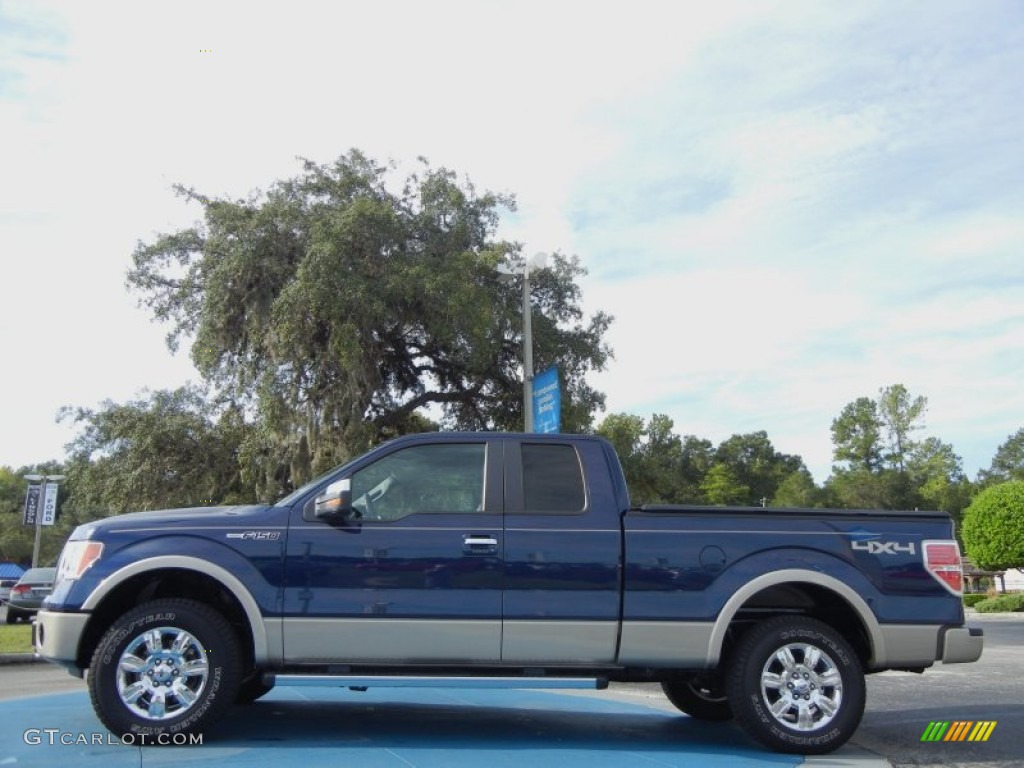 2010 F150 Lariat SuperCab 4x4 - Dark Blue Pearl Metallic / Black photo #2