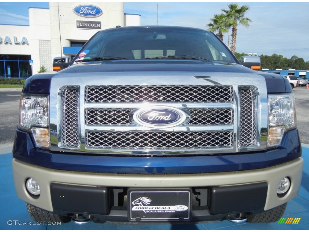 2010 F150 Lariat SuperCab 4x4 - Dark Blue Pearl Metallic / Black photo #8