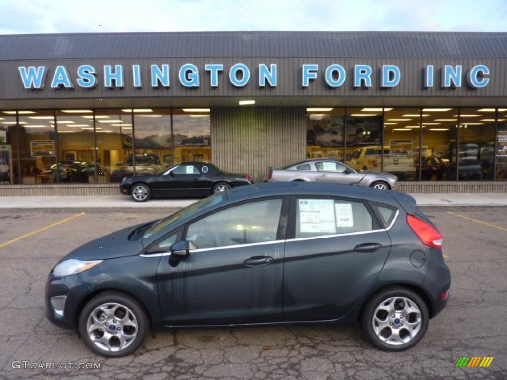 2011 Fiesta SES Hatchback - Monterey Grey Metallic / Charcoal Black/Blue Cloth photo #1