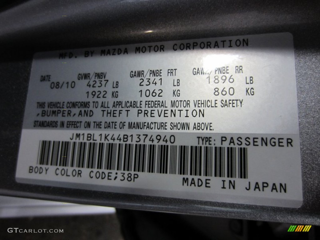 2011 MAZDA3 Color Code 38P for Liquid Silver Metallic Photo #54383650