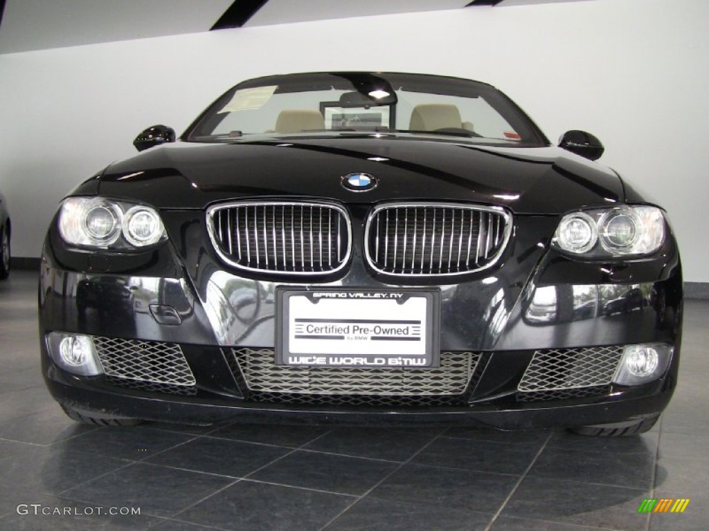 2009 3 Series 335i Convertible - Black Sapphire Metallic / Cream Beige Dakota Leather photo #2