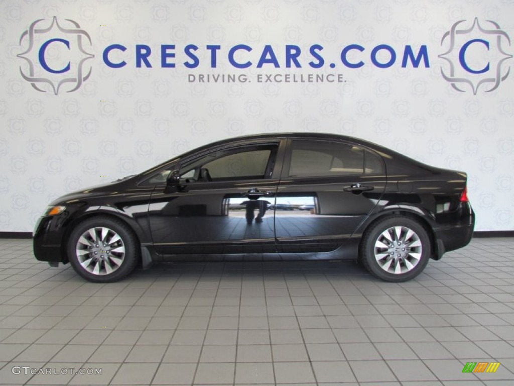 2010 Civic EX-L Sedan - Crystal Black Pearl / Black photo #1