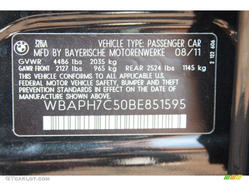 2011 3 Series 328i Sedan - Black Sapphire Metallic / Gray Dakota Leather photo #8