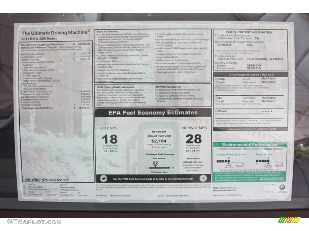 2011 3 Series 328i Sedan - Black Sapphire Metallic / Gray Dakota Leather photo #26