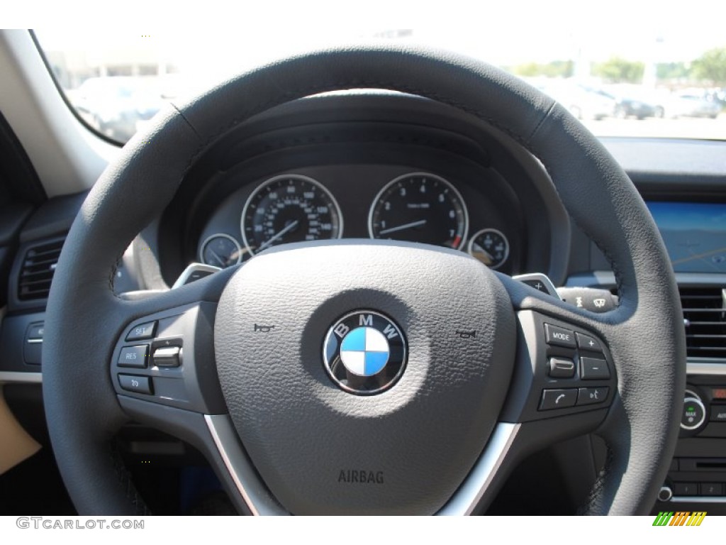 2011 BMW X3 xDrive 35i Oyster Nevada Leather Steering Wheel Photo #54414421