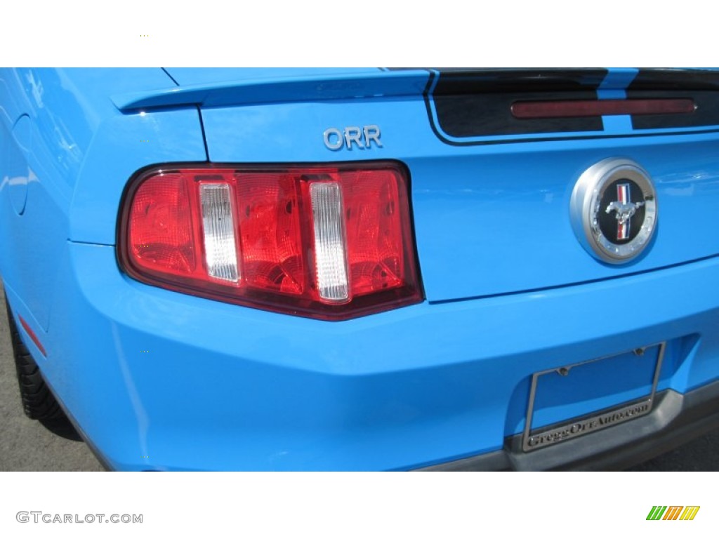 2010 Mustang V6 Premium Coupe - Grabber Blue / Stone photo #15