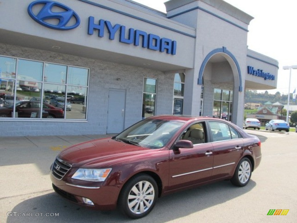 2009 Sonata Limited V6 - Dark Cherry Red / Camel photo #1